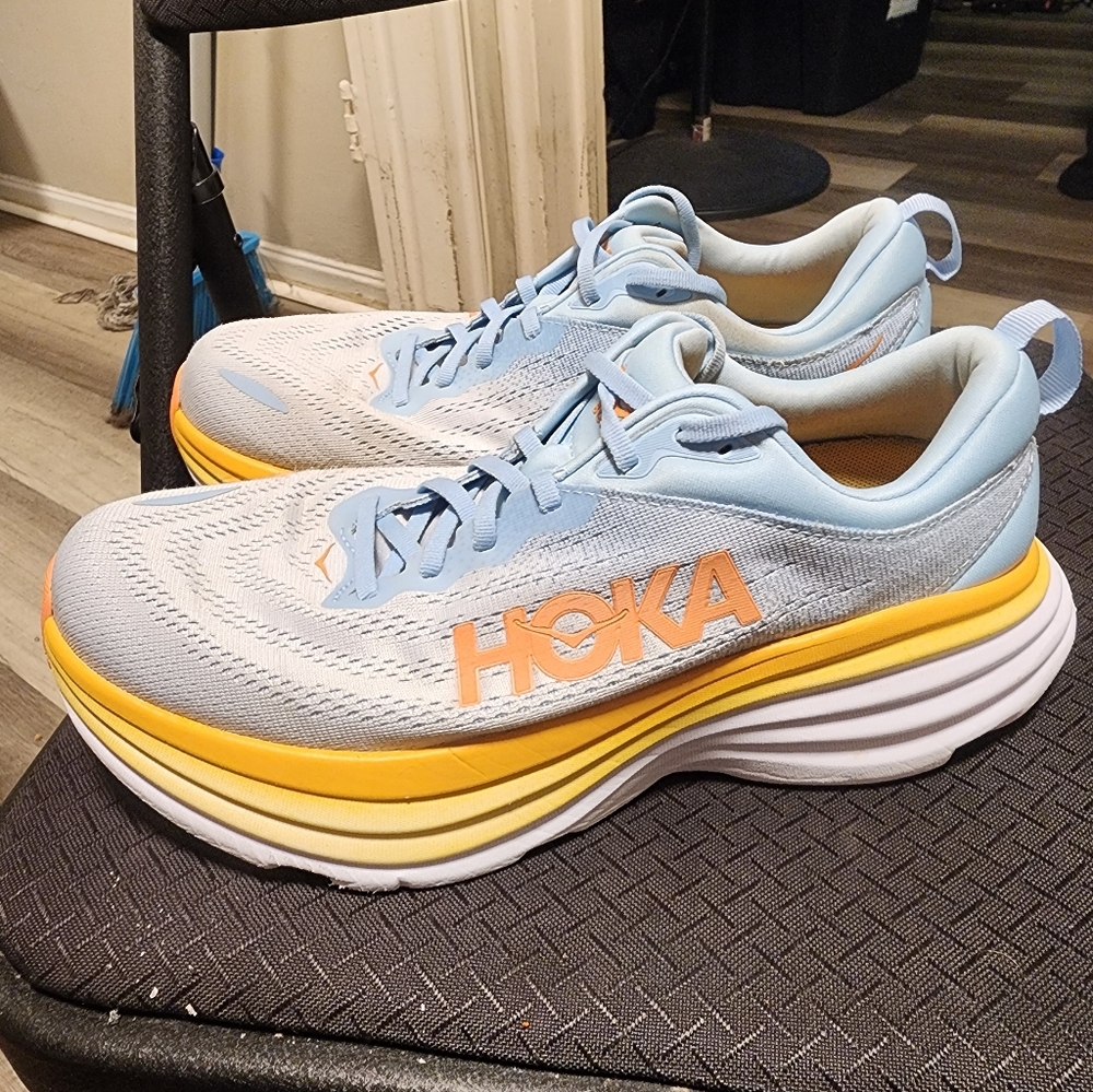 HOKA Blue and Yellow Running Shoes
